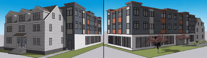 Front and rear views of proposed building