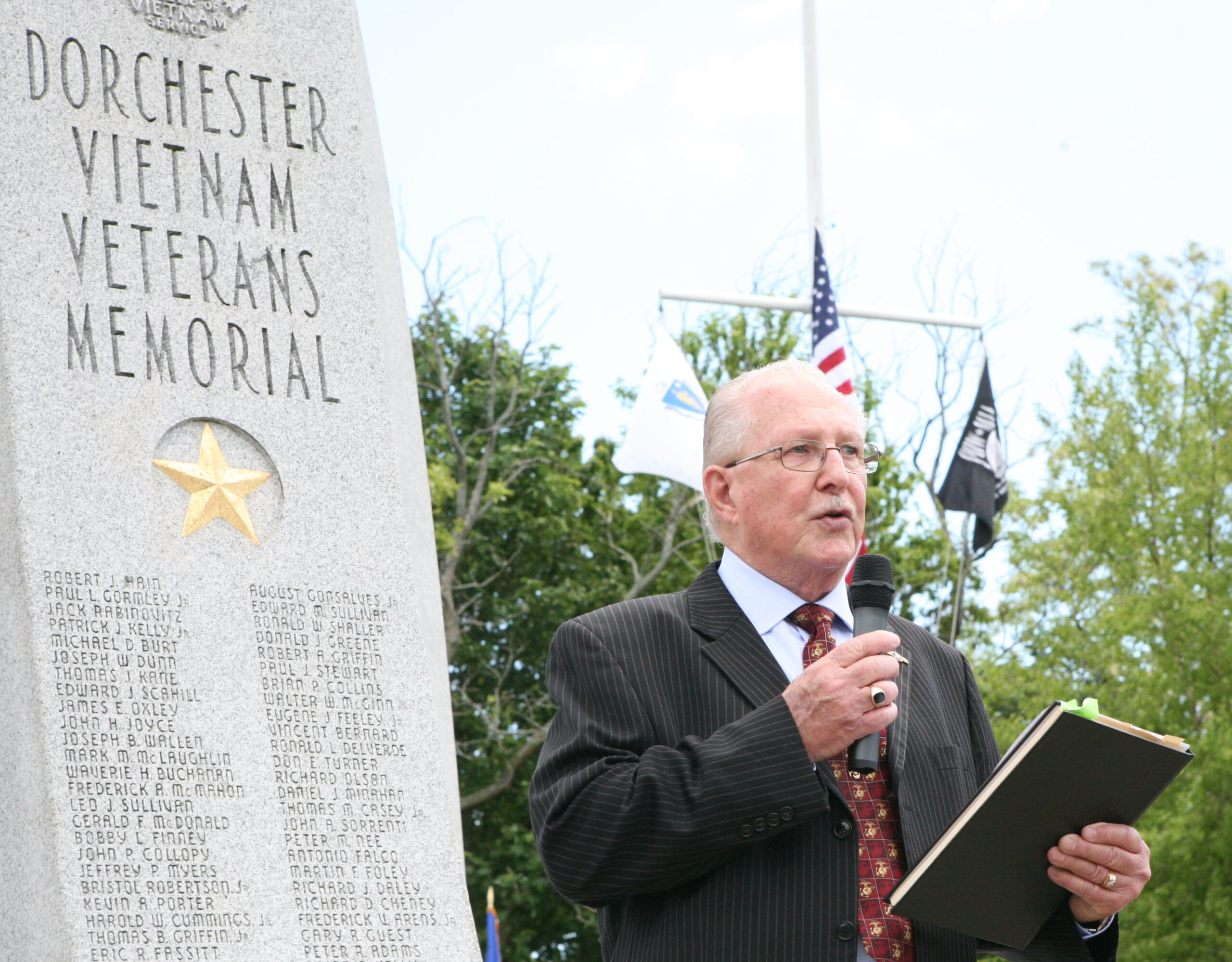 Ed Pimental, a Vietnam veteran, spoke at today's ceremony. Seth Daniel photo