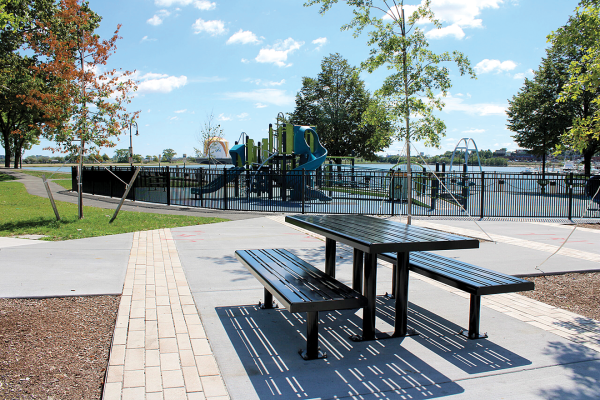 The raised speed table at McConnell Park in Savin Hill. O’Brien & Sons photo