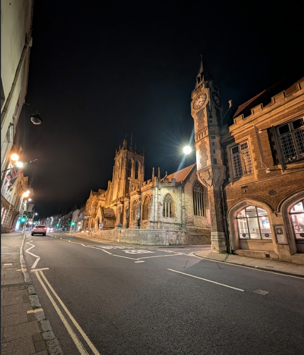 A nighttime scene from the town of Dorchester, England, UK. Erin Caldwell photo